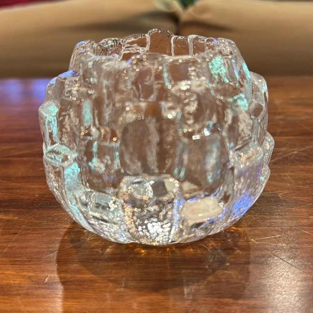 NEW IN BOX Kosta Boda Igloo Crystal Candle Holder Tea Light Sweden Clear NEW NIB